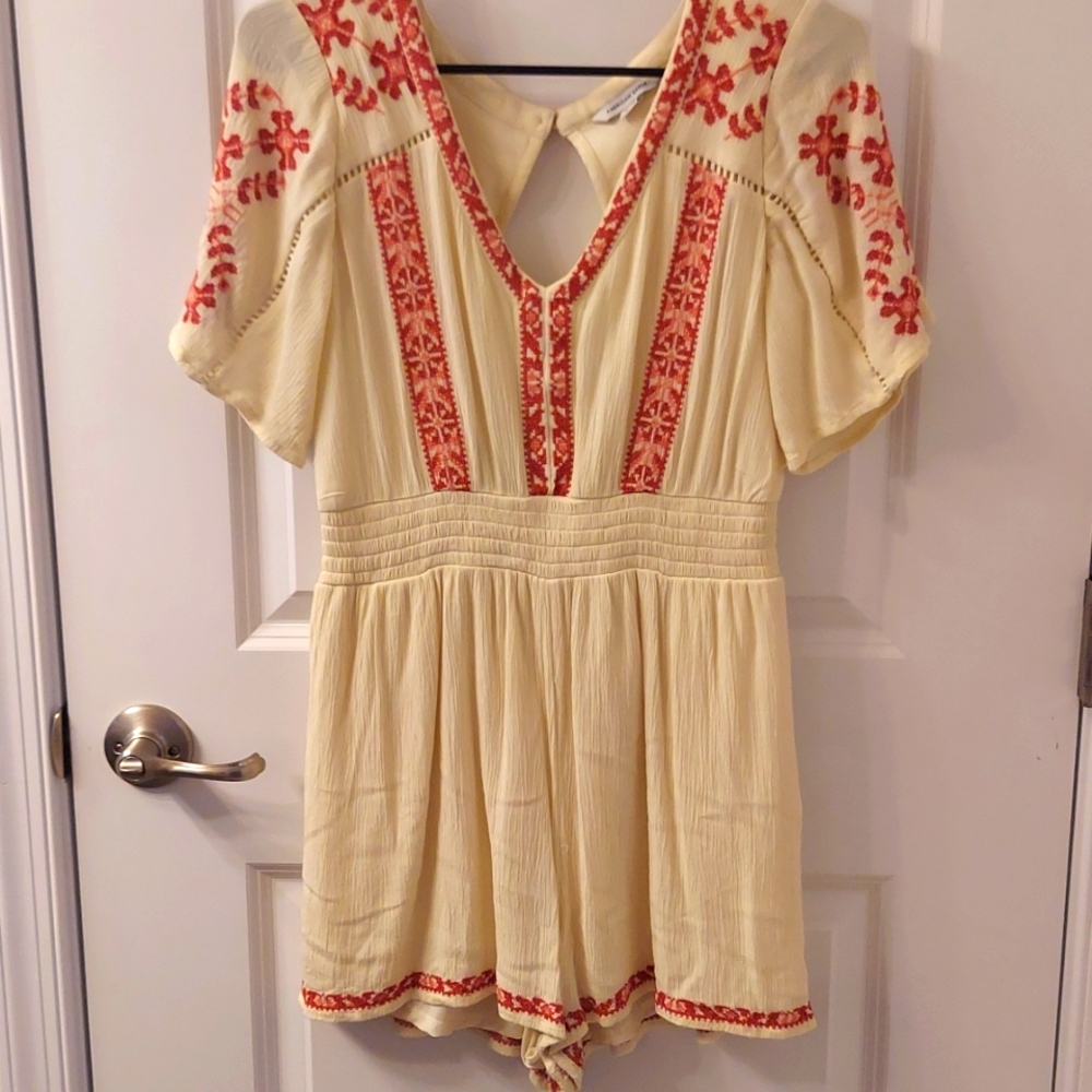Cream and Red Altar'd State Romper Size M